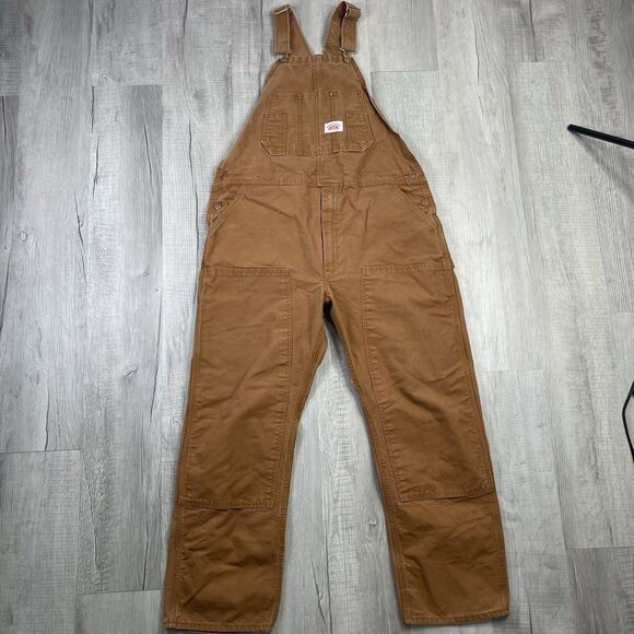 Round House Bib Overalls Mens 40x30 Duck Canvas Double Knee Vintage USA Made Q - Picture 2 of 12
